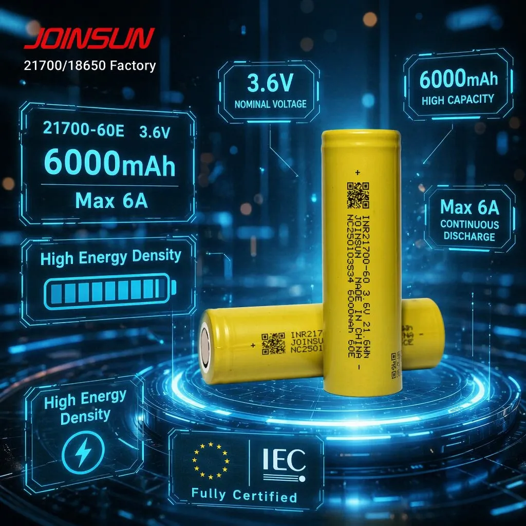JOINSUN Officially Launches 21700‑6000mAh High‑Capacity Lithium‑Ion Cell – Redefining the Energy Ceiling of 21700 Batteries